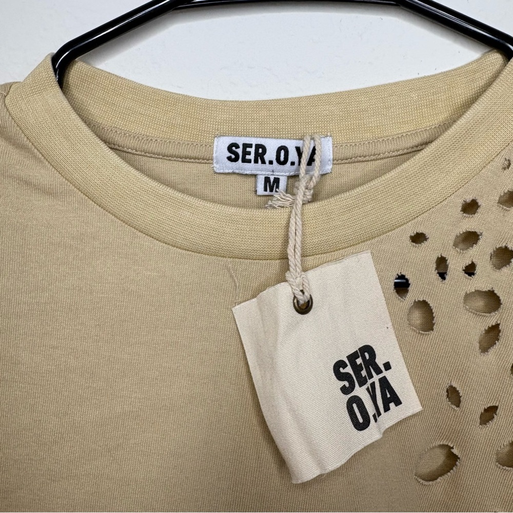 SER.O.YA Caroline Distressed Cotton T-Shirt - Picture 3 of 12